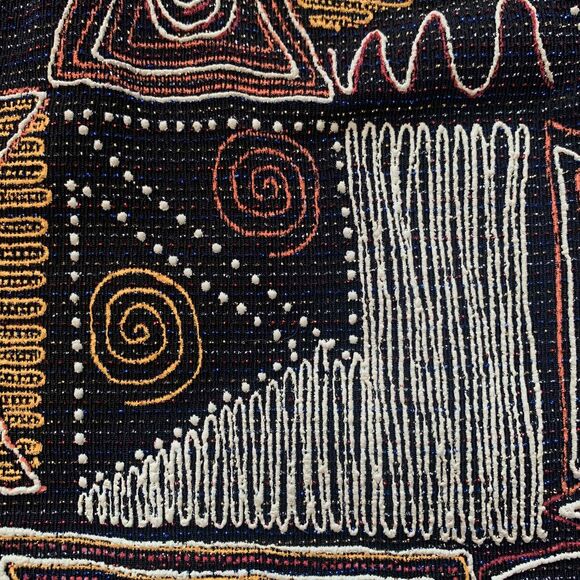 Vintage Beaded Abstract Tribal Art Cardigan Tank Set Burgundy Black Large - Picture 10 of 13